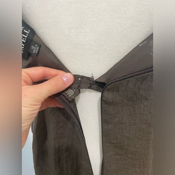 Adrianna Papell Brown Shiny Metallic Mini Dress- Size 10 - Picture 12 of 15